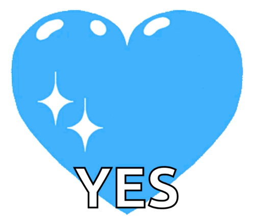 A Blue Heart With Two Stars And The Word Yes GIF