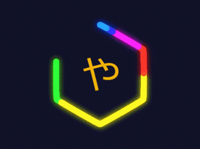 A Blue Hexagon With A Yellow Symbol In The Center GIF