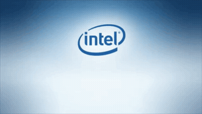 A Blue Intel Logo Is On A White Background GIF