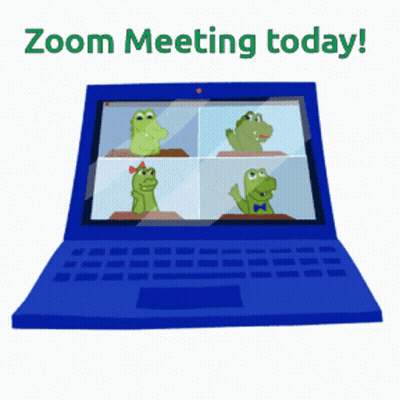 A Blue Laptop Is Open To A Zoom Meeting GIF