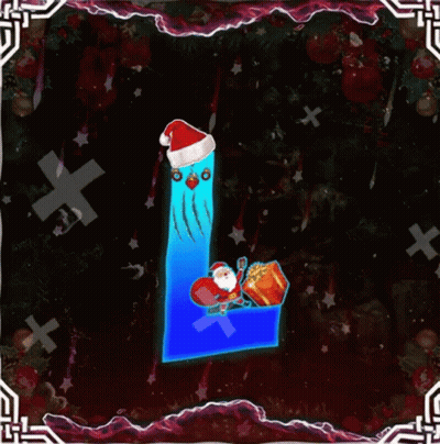 A Blue Letter L With A Santa Hat On GIF