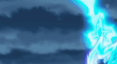 A Blue Lightning Bolt Is Coming From A Person 'S Head GIF