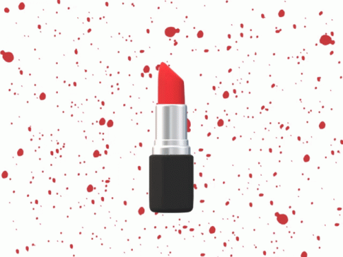 A Blue Lipstick On A White Background With Blue Dots GIF