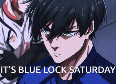 A Blue Lock Saturday Advertisement With A Boy In The Background GIF