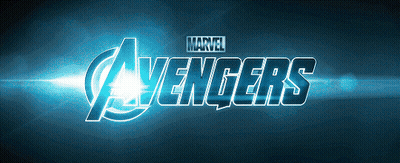 A Blue Marvel Avengers Logo With A Light Coming Out Of It GIF