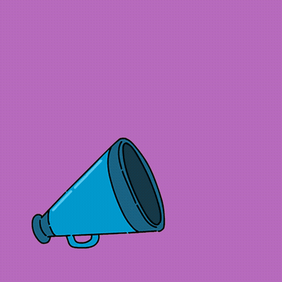 A Blue Megaphone With A Speech Bubble Saying Stand With Asian Immigrants GIF