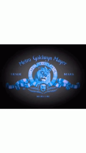 A Blue Metro Goldwyn Mayer Logo With A Lion In The Center GIF