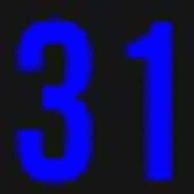 A Blue Number 31 Is Displayed On A Black Background . GIF