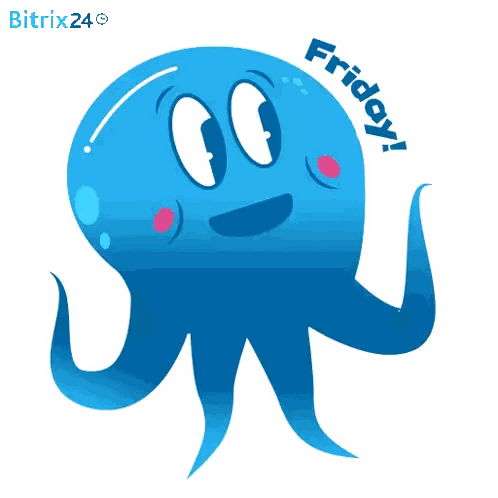 A Blue Octopus With The Word Friday Written On It Sticker