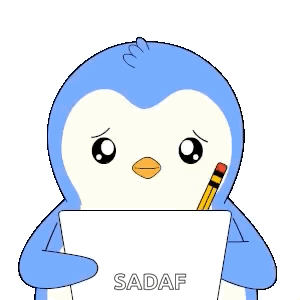 A Blue Penguin Is Holding A Pencil And A Sign That Says I Miss You Sadaf GIF