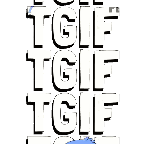 A Blue Penguin Is Standing In Front Of The Words Tgif Tgif Tgif Sticker