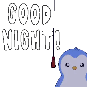 A Blue Penguin Is Standing Next To The Words Good Night Sticker