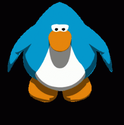A Blue Penguin With An Orange Beak And Orange Feet GIF