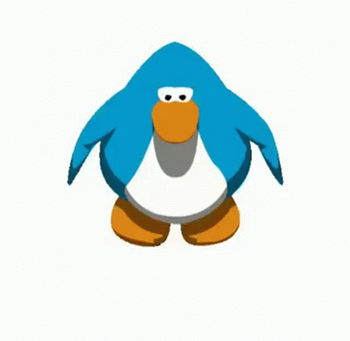A Blue Penguin With An Orange Beak Is Dancing On A White Background GIF