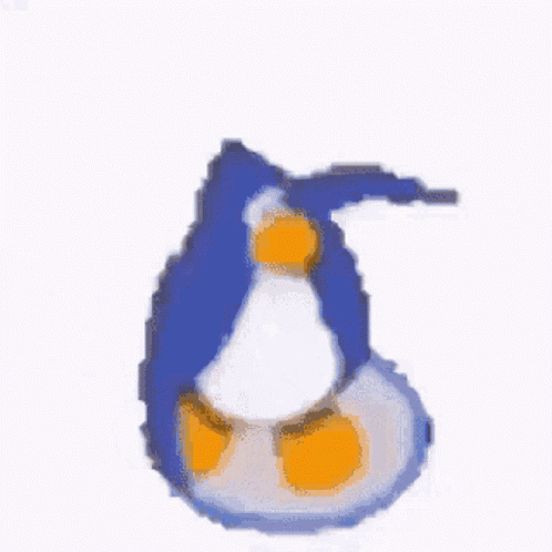A Blue Penguin With Orange Feet And A Long Tail . GIF