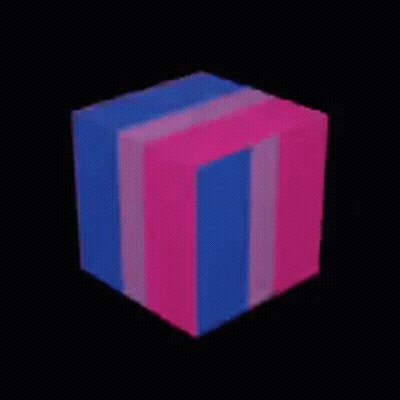 A Blue , Pink And White Cube With A Black Background GIF