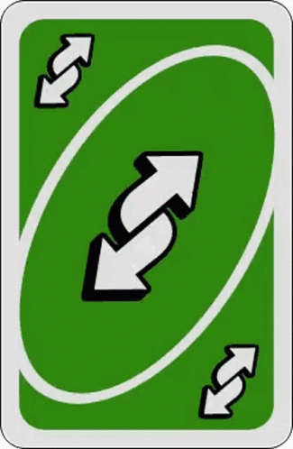 A Blue Playing Card With Two White Arrows Pointing In Opposite Directions . GIF