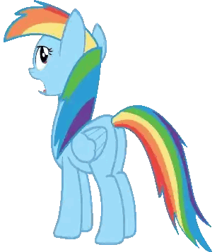 A Blue Pony With A Rainbow Mane And Tail Stands On A White Background Sticker