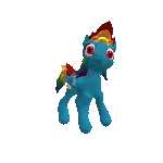 A Blue Pony With Red Eyes And A Rainbow Mane Sticker