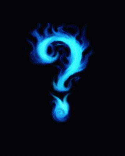 A Blue Question Mark Is Glowing In The Dark On A Black Background GIF