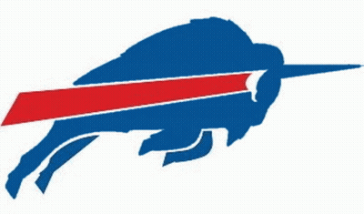 A Blue , Red And White Silhouette Of A Buffalo With A Horn Blowing Smoke Out Of It 'S Mouth . GIF