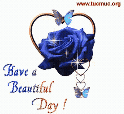 A Blue Rose In A Heart With The Words Have A Beautiful Day Below It GIF