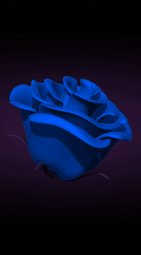A Blue Rose On A Purple Background With A Red Stem GIF