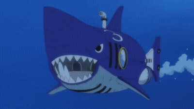 A Blue Shark With The Number 110 On The Side GIF