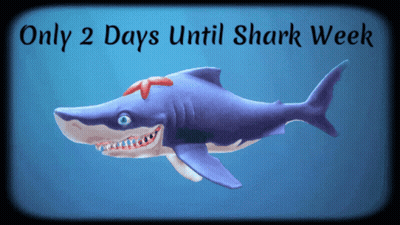 A Blue Shark With The Words Only 2 Days Until Shark Week Below It GIF