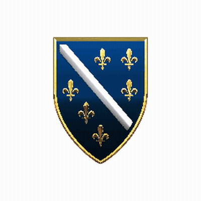 A Blue Shield With Gold Fleur De Lis And A White Line GIF