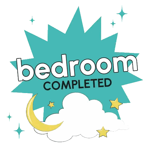 A Blue Sign That Says Bedroom Completed With A Moon And Stars Sticker