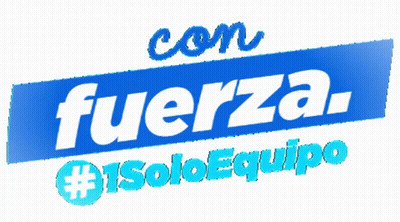 A Blue Sign That Says Con Fuerza #Soloequipo On It GIF