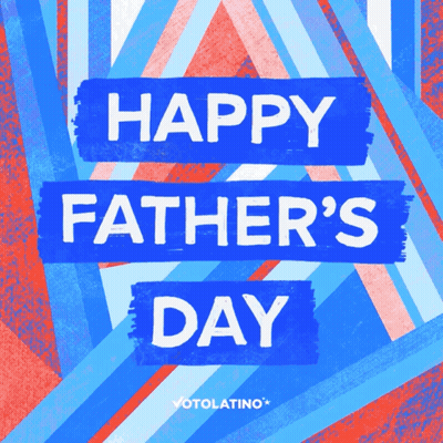 A Blue Sign That Says Happy Father 'S Day On A Red Background GIF