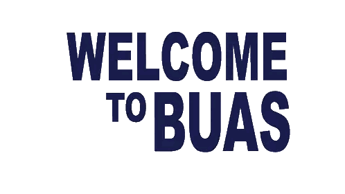 A Blue Sign That Says Welcome To Buas On It Sticker