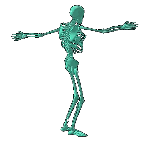 A Blue Skeleton Is Standing With Its Arms Outstretched On A White Background Sticker