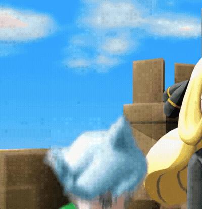 A Blue Sky With A Few Clouds And A Few Boxes In The Background GIF