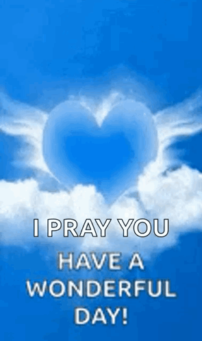 A Blue Sky With White Clouds And A Heart In The Middle . GIF