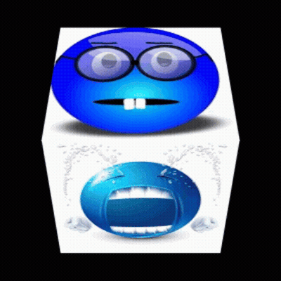 A Blue Smiley Face With Glasses And A Crying Smiley Face GIF