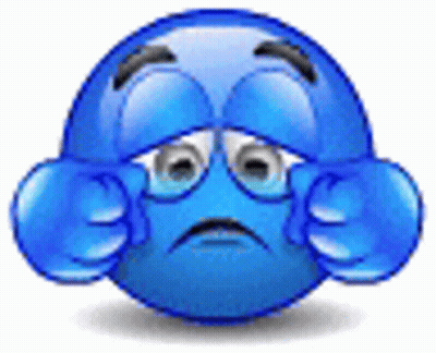A Blue Smiley Face With Tears Coming Out Of It 'S Eyes . GIF