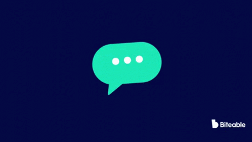A Blue Speech Bubble With Three Dots On A Dark Blue Background GIF