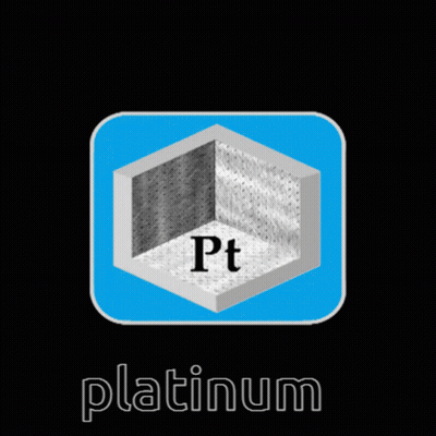 A Blue Square With The Word Platinum In White GIF