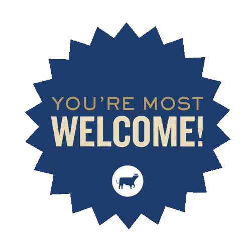 A Blue Sticker That Says " You 'Re Most Welcome " Sticker