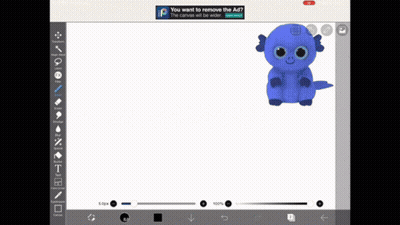 A Blue Stuffed Animal Is Being Drawn On A Piece Of Paper In A Drawing App GIF