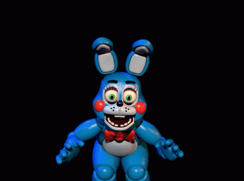 A Blue Stuffed Animal With A Red Bow Tie And Big Eyes GIF
