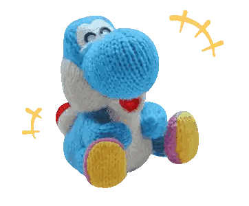 A Blue Stuffed Animal With A Red Heart On Its Chest Sticker