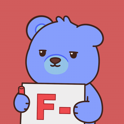 A Blue Teddy Bear Is Holding A Sign That Says F. GIF