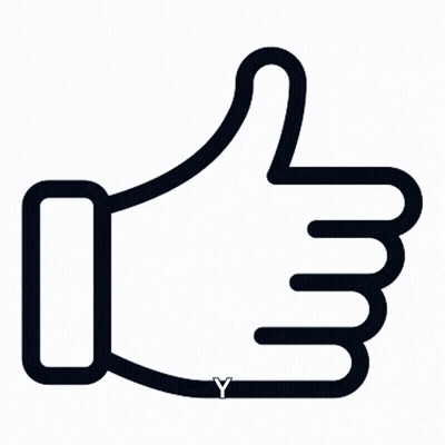 A Blue Thumbs Up Sign With The Letter Y Underneath GIF