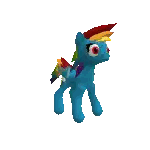 A Blue Toy Pony With A Rainbow Mane And Tail Sticker