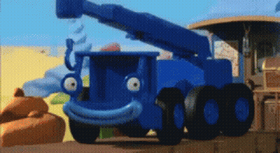 A Blue Toy Truck With A Crane On The Back GIF