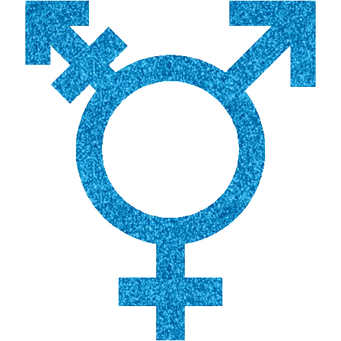 A Blue Transgender Symbol With Three Arrows And A Circle In The Middle Sticker